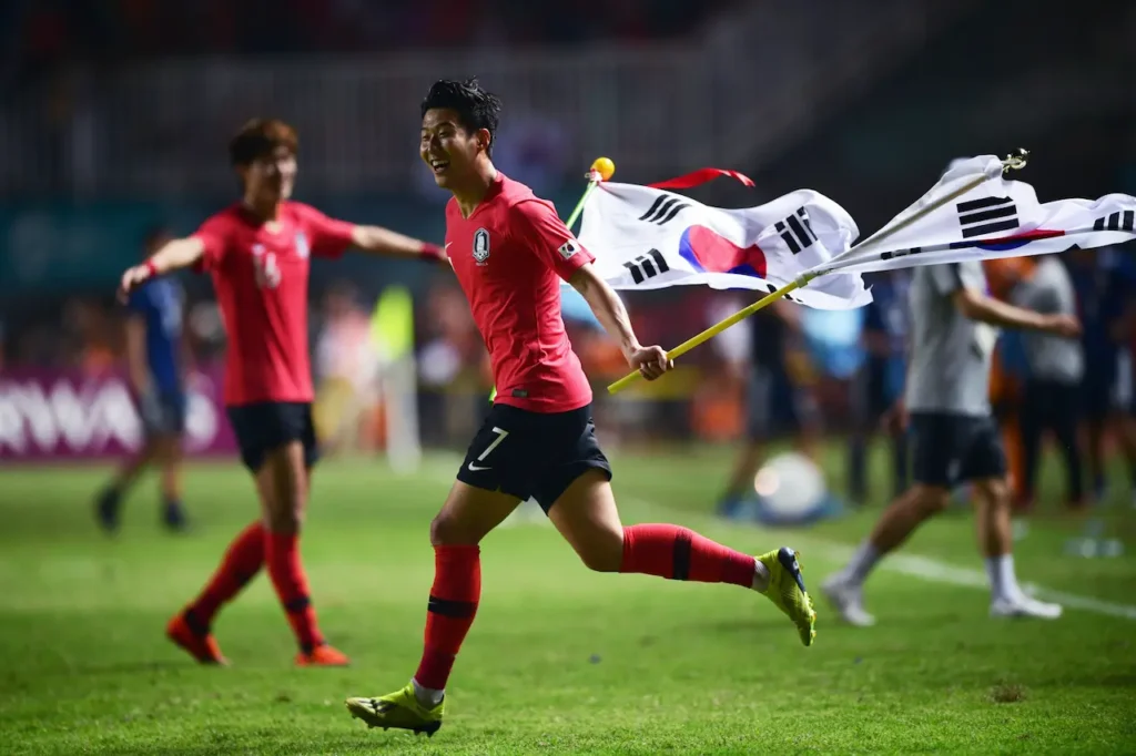 2023 AFC 아시안컵 카타르에서 경기를 뛰고 있는 대한민국 축구 대표팀 사진