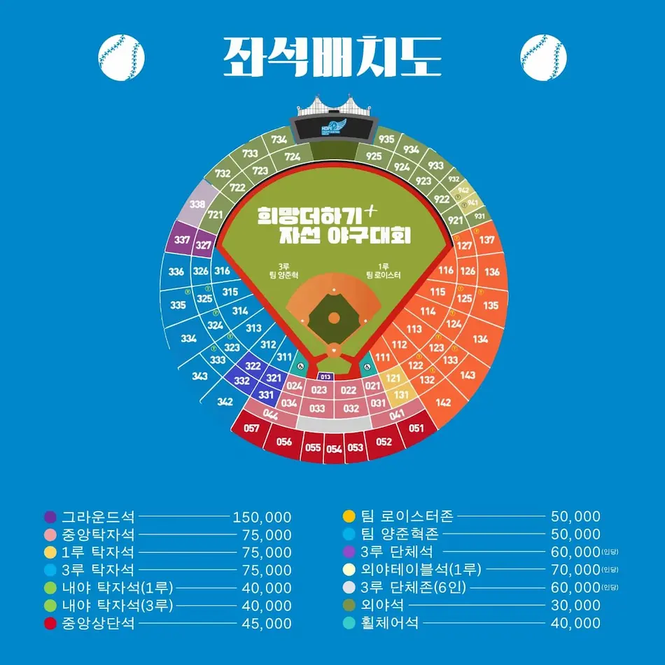 2024 자선야구대회 티켓 가격 및 좌석