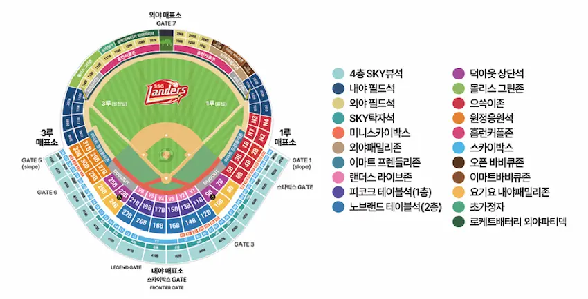 SSG랜더스 좌석 및 가격 SSG 랜더스필드