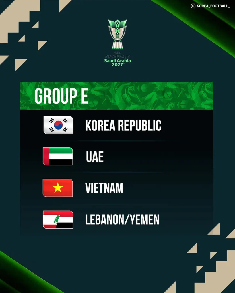 2027 AFC 아시안컵 한국 조편성 (E조)